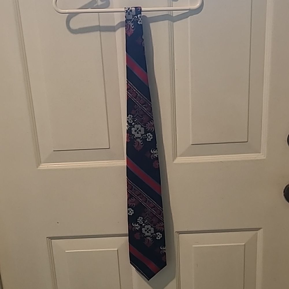 Men's Tie Black Tie With Red, White, and Blue Design